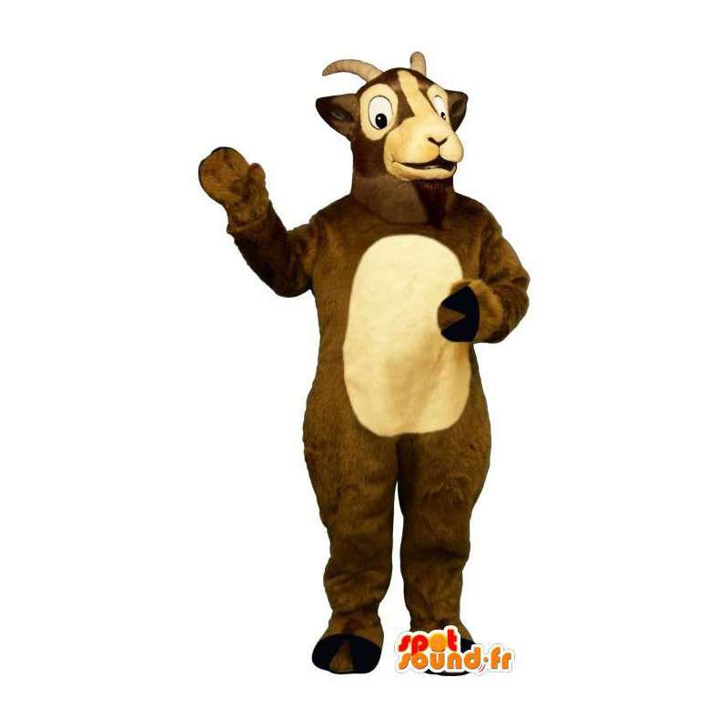 Brun og beige gedemaskot - Spotsound maskot kostume