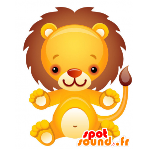 Gul løve maskot, hvit og brun giganten - MASFR028744 - 2D / 3D Mascots