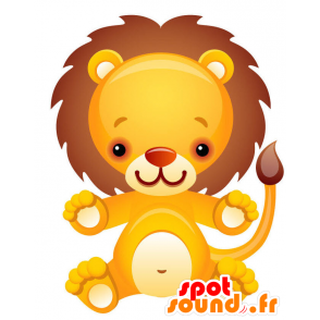 Amarillo mascota de león, blanco y marrón gigante - MASFR028744 - Mascotte 2D / 3D