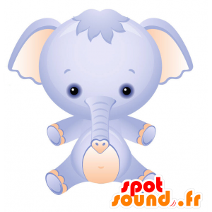 Μασκότ μπλε και ροζ ελέφαντα με ένα πολύ στρογγυλό κεφάλι - MASFR028745 - 2D / 3D Μασκότ