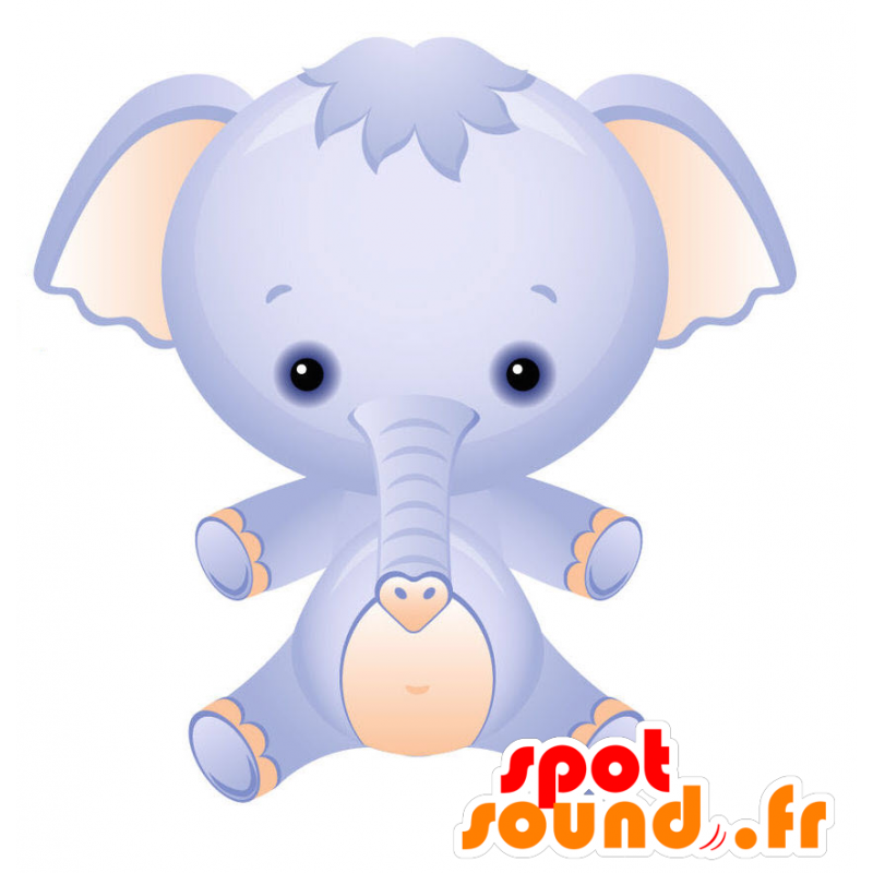 Mascot blau und rosa Elefant mit einem sehr runden Kopf - MASFR028745 - 2D / 3D Maskottchen