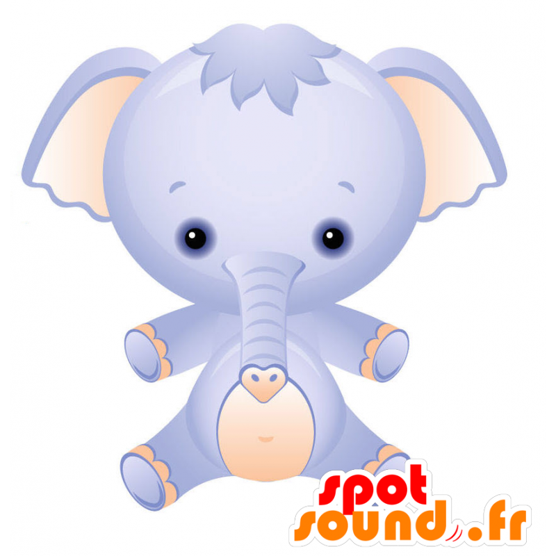 Mascotte d'éléphant bleu et rose avec une tête toute ronde - MASFR028745 - Mascottes 2D/3D