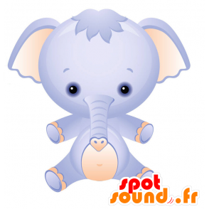 Mascotte blauw en roze olifant met een zeer ronde kop - MASFR028745 - 2D / 3D Mascottes