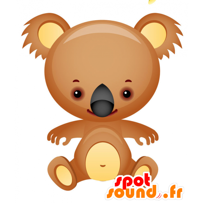 Mascotte de koala marron et jaune, très réussi et souriant - MASFR028746 - Mascottes 2D/3D