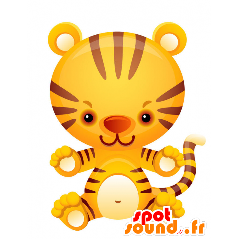 Mascotte de tigre jaune, marron et blanc. - MASFR028747 - Mascottes 2D/3D