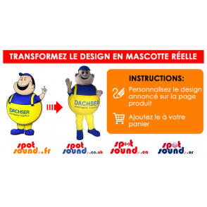 Mascot hipopótamo azul e amarelo, colorido e divertido - MASFR028748 - 2D / 3D mascotes