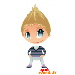 Blond chłopiec maskotka z bardzo niebieskie oczy - MASFR028750 - 2D / 3D Maskotki