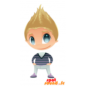Blonde jongen mascotte met mooie blauwe ogen - MASFR028750 - 2D / 3D Mascottes
