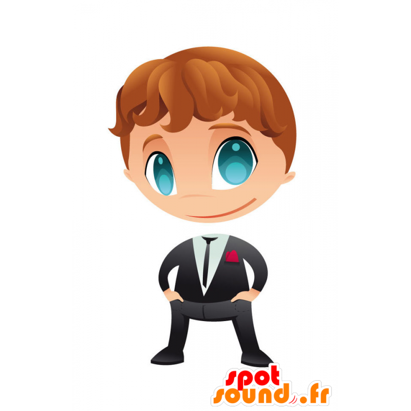 Zeer stijlvolle jongen mascotte, gekleed in een pak en stropdas - MASFR028752 - 2D / 3D Mascottes