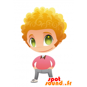 Mascotte de garçon blond, élégant, avec de jolis yeux verts - MASFR028756 - Mascottes 2D/3D