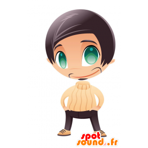 Brązowy chłopiec Mascot zielone oczy, bardzo elegancki - MASFR028758 - 2D / 3D Maskotki