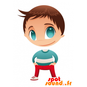 Lille dreng maskot med brunt hår - Spotsound maskot kostume