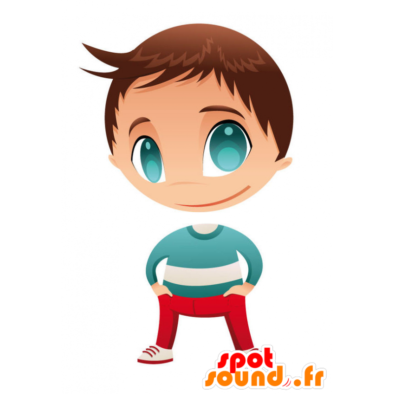 Mascot kleiner Junge mit braunen Haaren - MASFR028760 - 2D / 3D Maskottchen