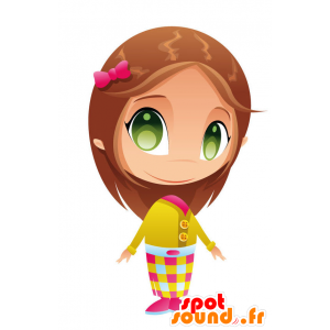 Mascotte de jolie fillette aux yeux verts - MASFR028761 - Mascottes 2D/3D