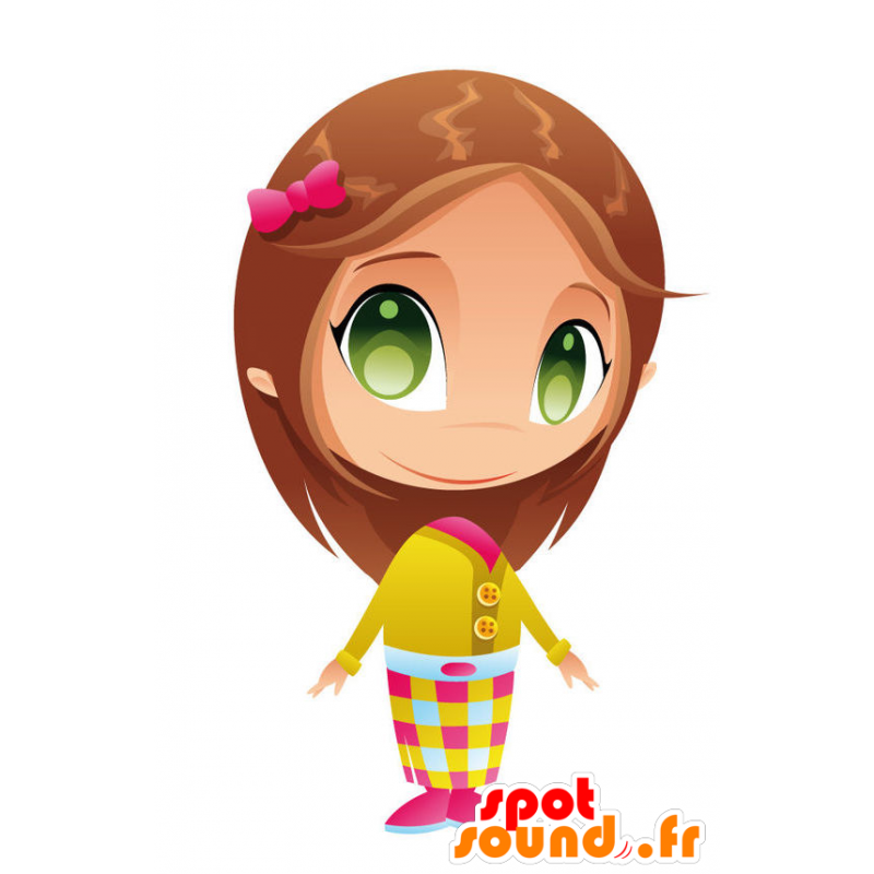 Mascot menina bonita com olhos verdes - MASFR028761 - 2D / 3D mascotes