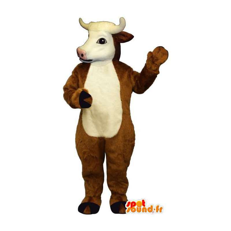 καφέ και λευκό κοστούμι αγελάδα - MASFR007294 - Μασκότ αγελάδα