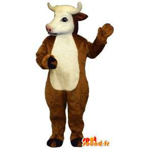 Anzug aus braunem und weißen Kuh - MASFR007294 - Maskottchen Kuh