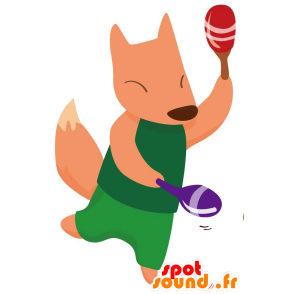 Grön klädd för orange räv - Spotsound maskot