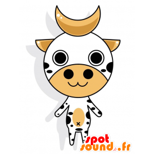 Mascotte de vache blanche et noire avec des cornes - MASFR028772 - Mascottes 2D/3D
