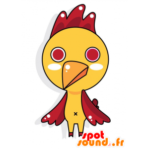 Mascotte de poule jaune et rouge. Mascotte de coq - MASFR028774 - Mascottes 2D/3D