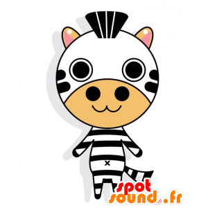 Mascot av svart og hvit sebra med et stort rundt hode - MASFR028778 - 2D / 3D Mascots