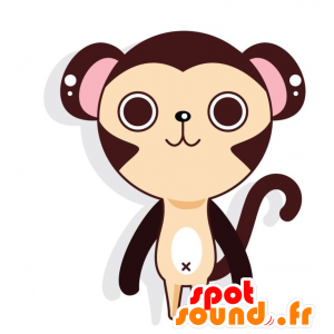 La mascota del mono grande de color marrón y beige, gigante y diversión - MASFR028779 - Mascotte 2D / 3D