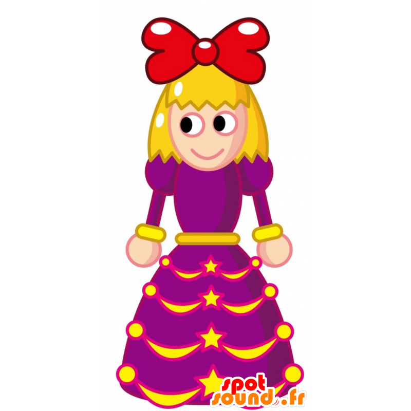 Menina loira com um mascote vestido roxo - MASFR028786 - 2D / 3D mascotes