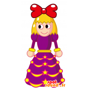 La mascota de la muchacha rubia con un vestido de color púrpura - MASFR028786 - Mascotte 2D / 3D