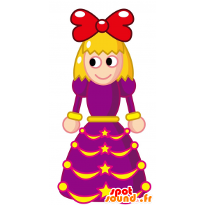 Mascotte ragazza bionda con un vestito viola - MASFR028786 - Mascotte 2D / 3D