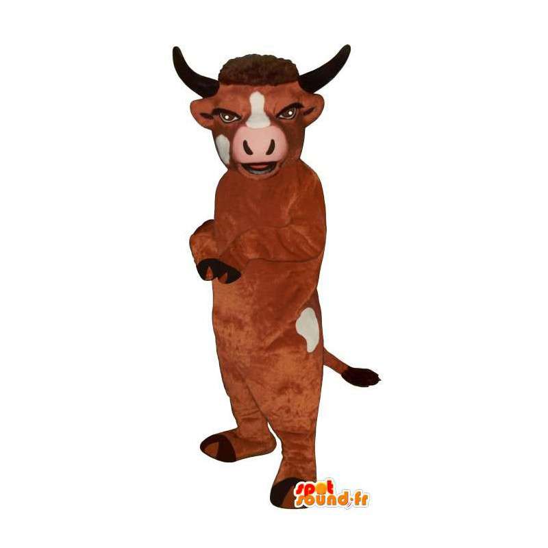 Mascot brown and white cow. Costume bull - MASFR007299 - Mascot cow