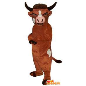 Maskotka brązowy i biały krowa. byk kostium - MASFR007299 - Maskotki krowa