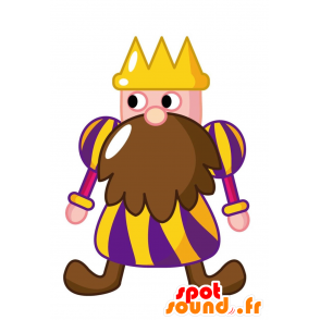 Król maskotka z wielką brodą i koroną - MASFR028787 - 2D / 3D Maskotki