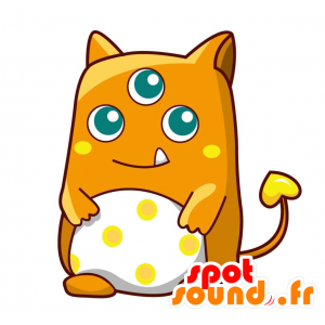 Orange monster mascot 3 eyes. Pokemon mascot - MASFR028795 - 2D / 3D mascots
