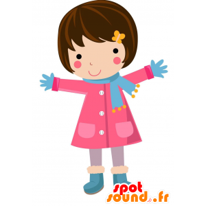 Ragazza mascotte vestita di un cappotto - MASFR028797 - Mascotte 2D / 3D