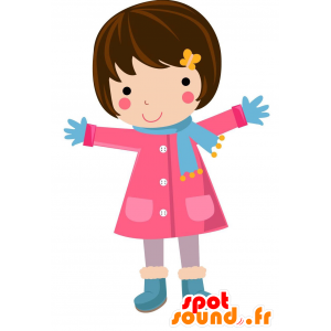 Maskotka dziewczyna ubrana w płaszcz - MASFR028797 - 2D / 3D Maskotki