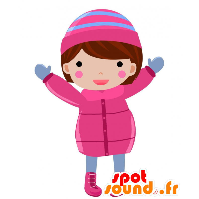 Mascote menina com um casaco e chapéu - MASFR028798 - 2D / 3D mascotes