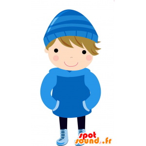 Maskottchen Kind, Junge mit einem Mantel und Hut - MASFR028803 - 2D / 3D Maskottchen
