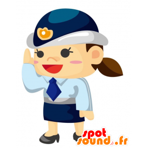 Kvinnamaskot i uniform. Polis maskot - Spotsound maskot