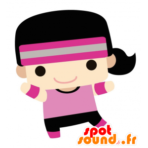 Deportes mascota de la muchacha. la mascota de color rosa - MASFR028816 - Mascotte 2D / 3D