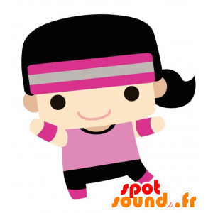 Maskot sporty pige. Pink maskot - Spotsound maskot kostume