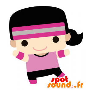 Maskot sportig tjej. Rosa maskot - Spotsound maskot