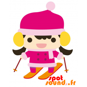 Mascotte de fillette habillée d'une tenue d'hiver - MASFR028817 - Mascottes 2D/3D