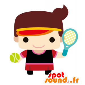 Mascota de la muchacha de los deportes de tenis - MASFR028818 - Mascotte 2D / 3D