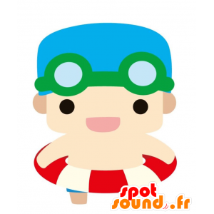 スイムキャップ付き水着のマスコット少年-MASFR028819-2D / 3Dマスコット