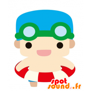 Jersey-Jungen-Maskottchen mit einer Badekappe - MASFR028819 - 2D / 3D Maskottchen