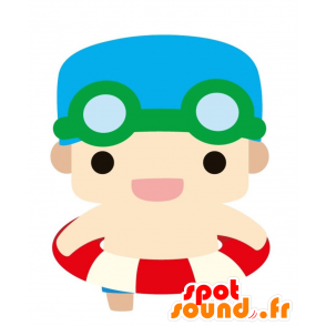 Mascotte de garçon en maillot avec un bonnet de bain - MASFR028819 - Mascottes 2D/3D