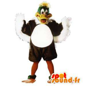 Mascotte grote bruine eend, groen en wit - MASFR007306 - Mascot eenden