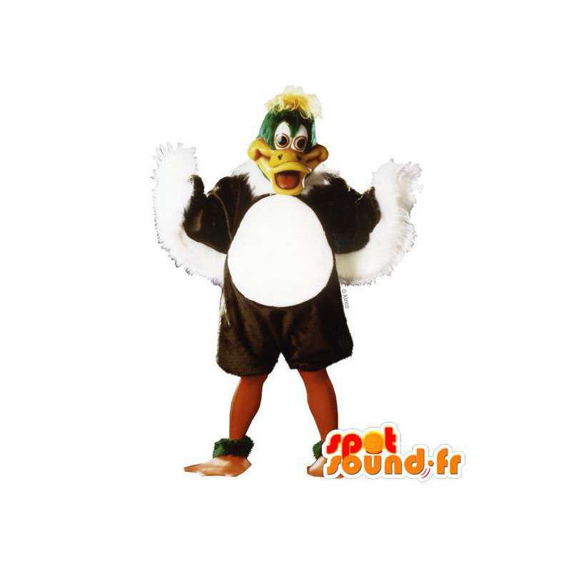 Mascotte grote bruine eend, groen en wit - MASFR007306 - Mascot eenden