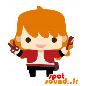 Mascotte de femme rousse. Mascotte de coiffeur - MASFR028825 - Mascottes 2D/3D