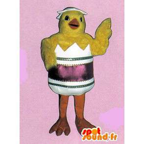 Geel kuiken mascotte in een schelp. Pasen Costume - MASFR007307 - Mascot Hens - Hanen - Kippen
